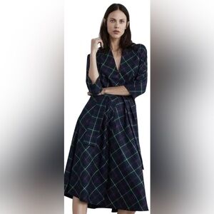 Zara Tartan Plaid Midi Dress